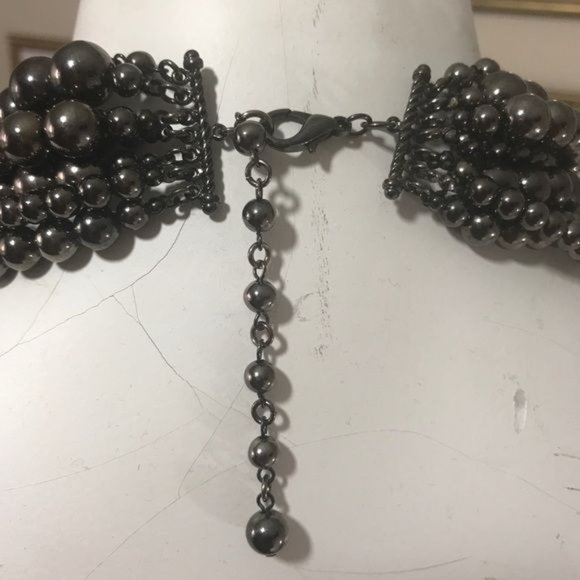Gunmetal & Crystal Statement Necklace - Picture 5 of 6